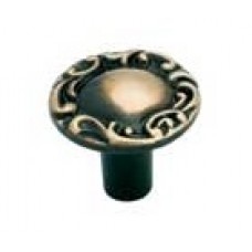 (AM643-AE)  1 1/16" Allison™ Value Hardware Round Floral Edge Knob, Antique English  ** CALL STORE FOR AVAILABILITY AND TO PLACE ORDER **